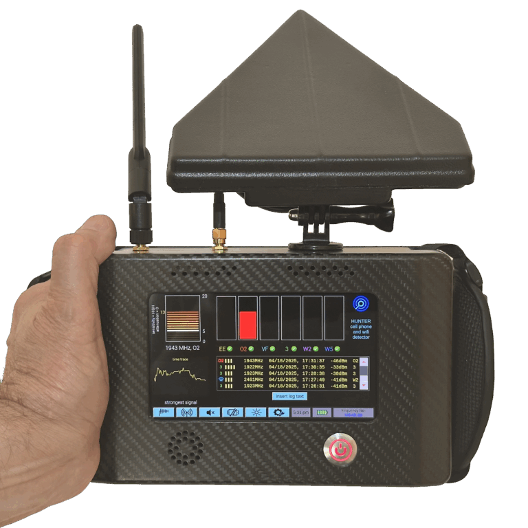 comms tek hunter mobile phone detector held in one hand