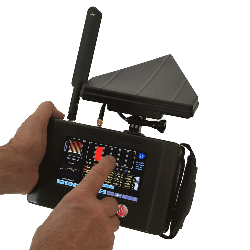 comms tek hunter mobile phone detector in use