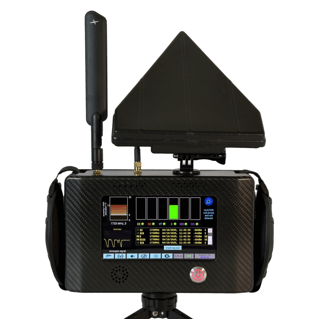 comms tek hunter mobile phone detector on a tripod